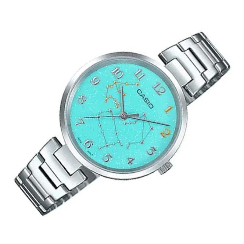 Casio Blue Dial Silver-tone Accuracy Ladies Watch- LTP-E07D-3A